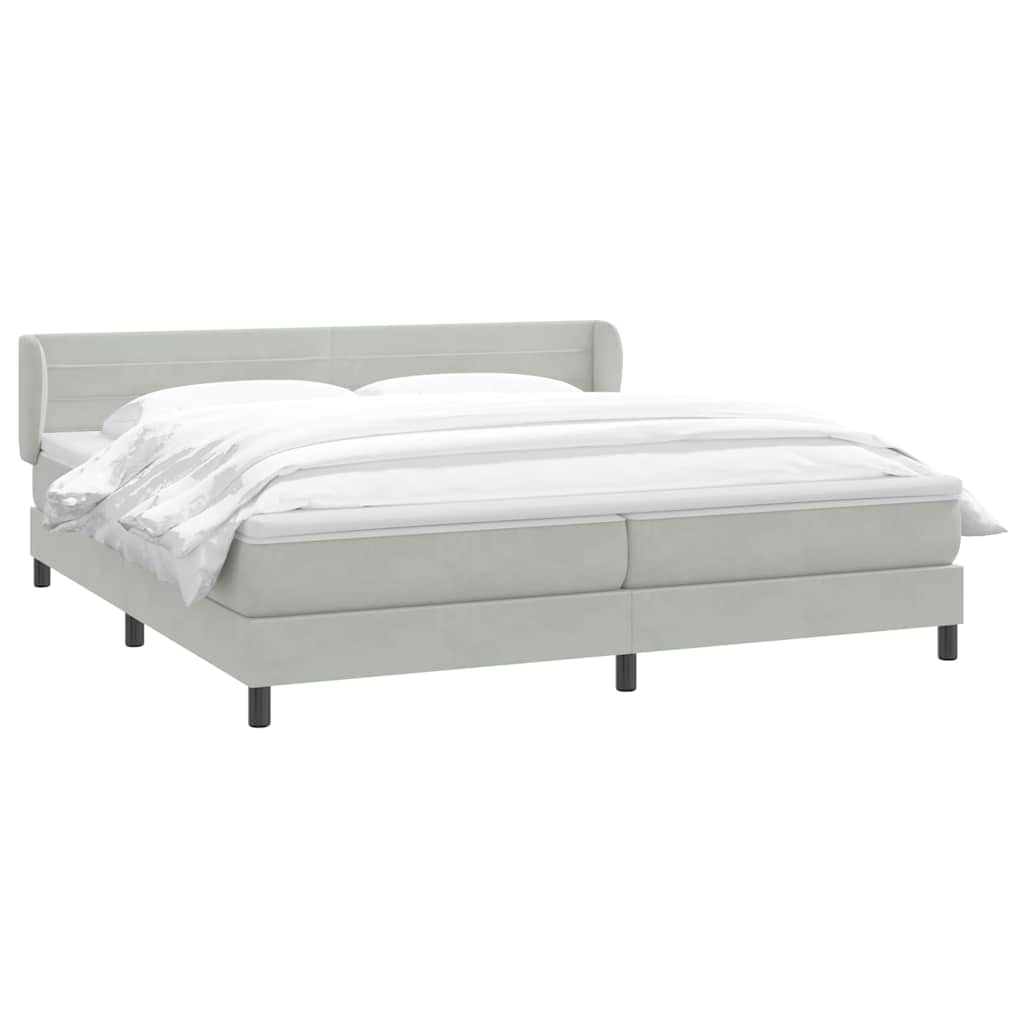 Boxspringbed met matrassen 180x220 cm fluweel lichtgrijs – afbeelding 3