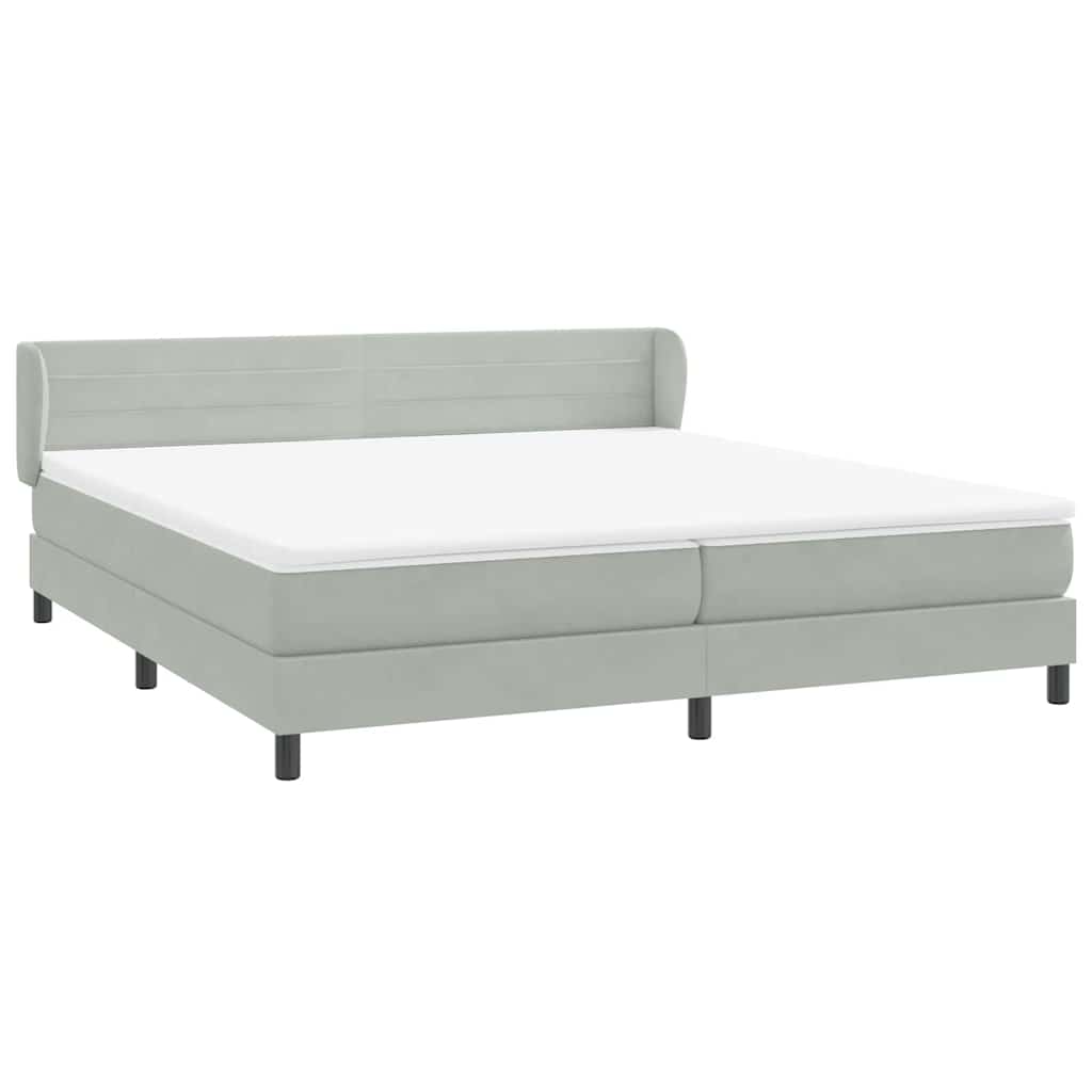 Boxspringbed met matrassen 180x220 cm fluweel lichtgrijs – afbeelding 4