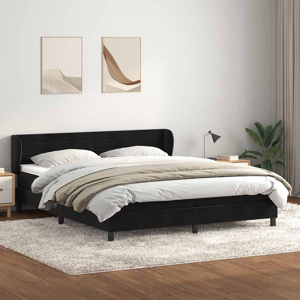 Boxspringbed met matrassen 180x220 cm fluweel zwart – afbeelding 1
