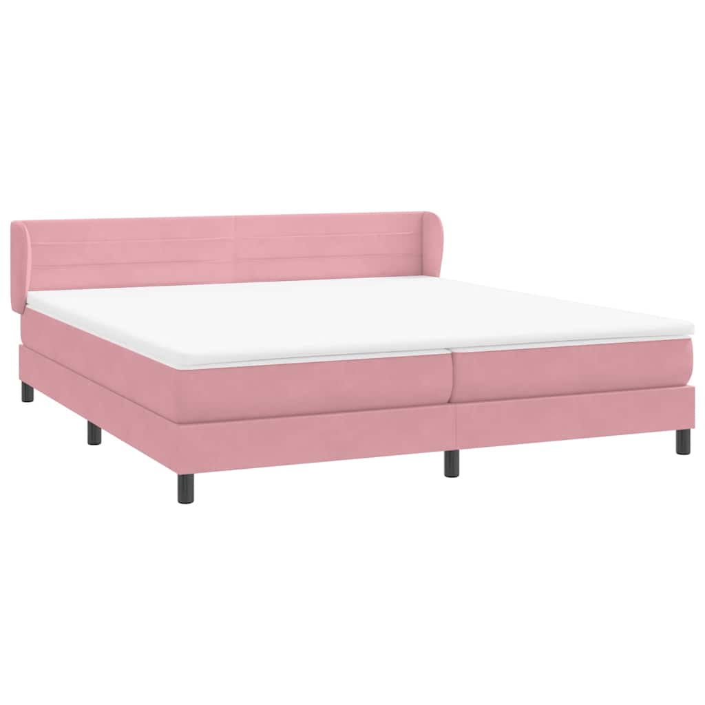 Boxspringbed met matrassen 180x220 cm fluweel roze – afbeelding 4