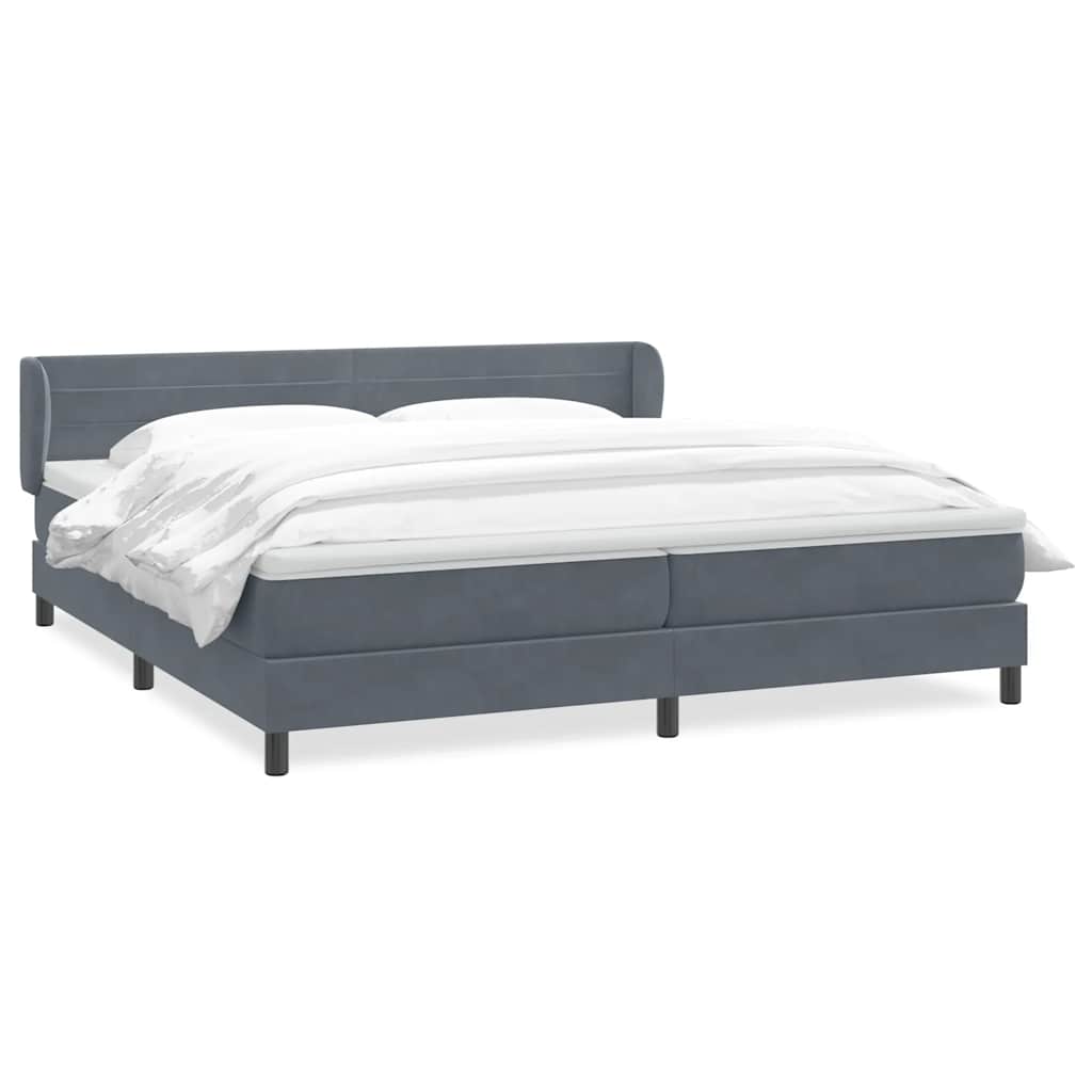 Bed boxspring met matrassen 200x220 cm fluweel donkergrijs – afbeelding 2
