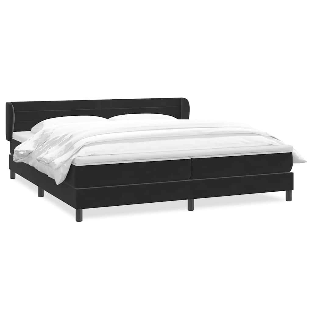 Boxspringbed met matrassen 200x220 cm fluweel zwart – afbeelding 2