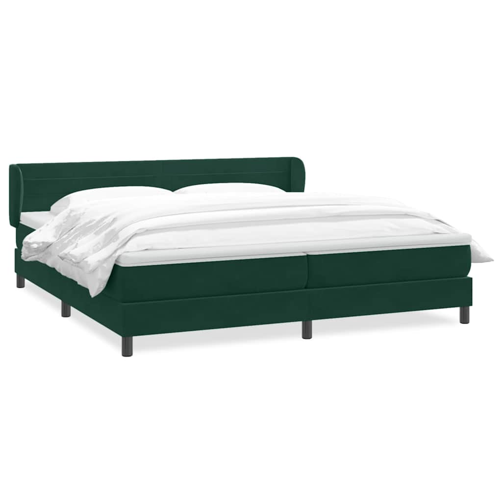 Boxspringbed met matrassen 200x220 cm fluweel donkergroen – afbeelding 2