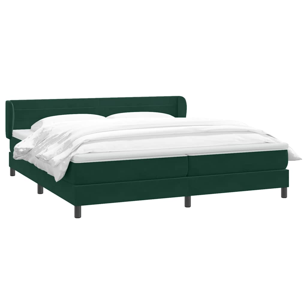 Boxspringbed met matrassen 200x220 cm fluweel donkergroen – afbeelding 3