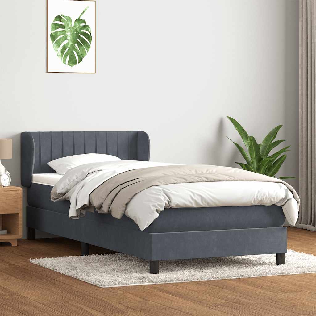 Boxspring met matras fluweel donkergrijs 80x210 cm – afbeelding 1