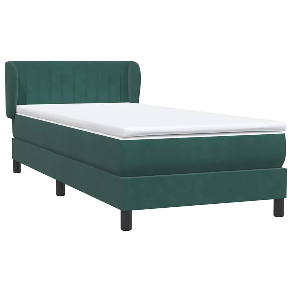 Boxspring met matras fluweel donkergroen 80x210 cm – afbeelding 4