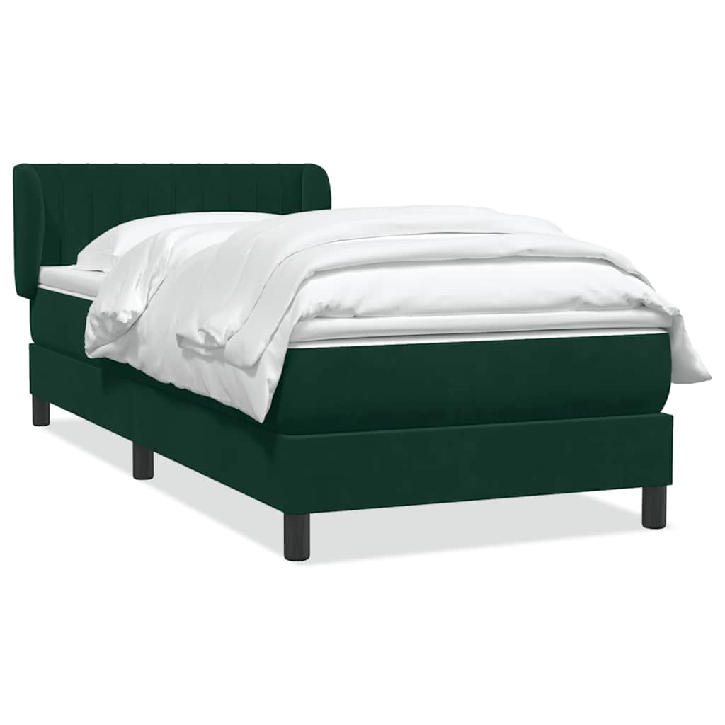 Boxspring met matras fluweel donkergroen 90x210 cm – afbeelding 2