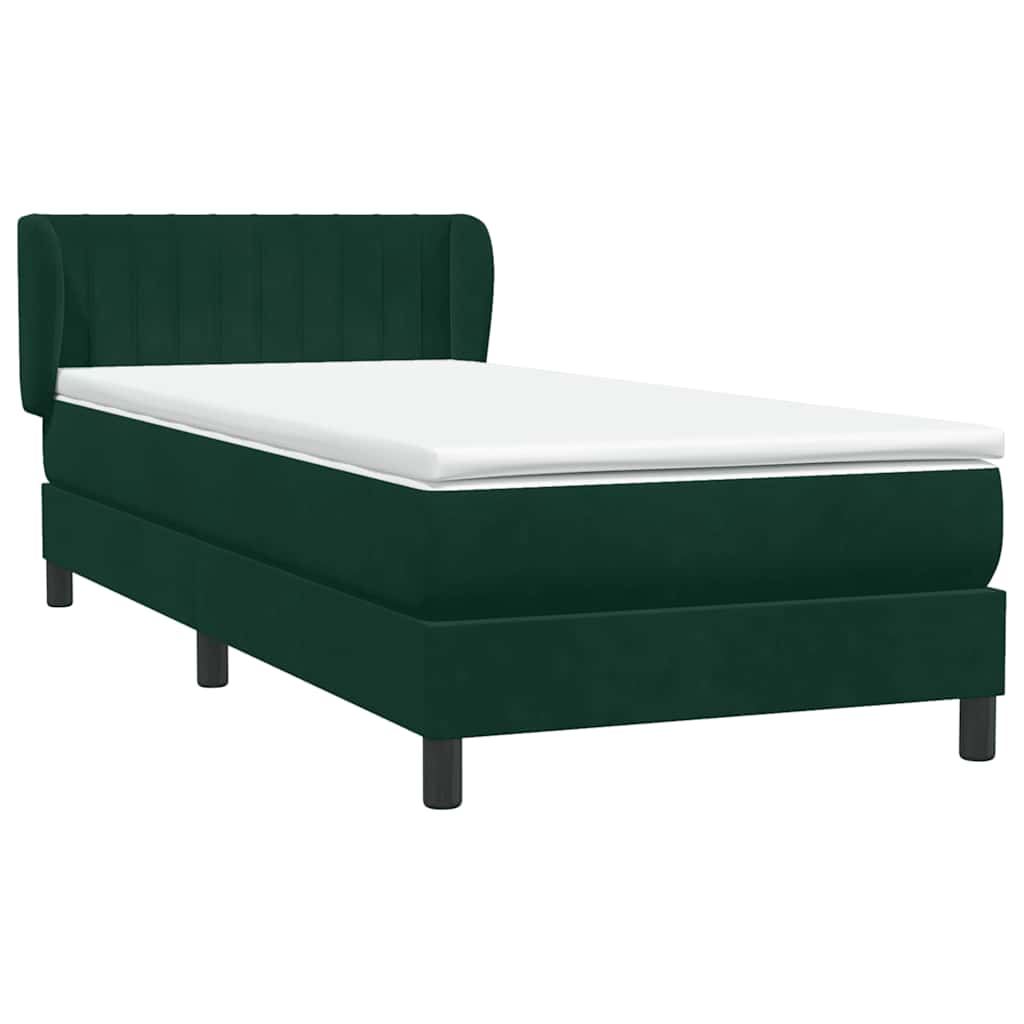 Boxspring met matras fluweel donkergroen 90x210 cm – afbeelding 4