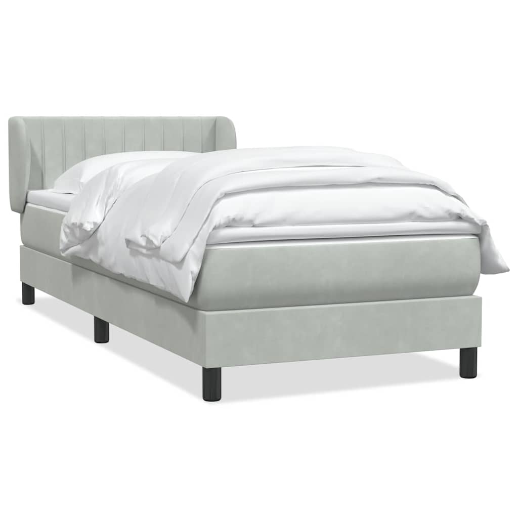 Boxspring met matras fluweel lichtgrijs 100x210 cm – afbeelding 2