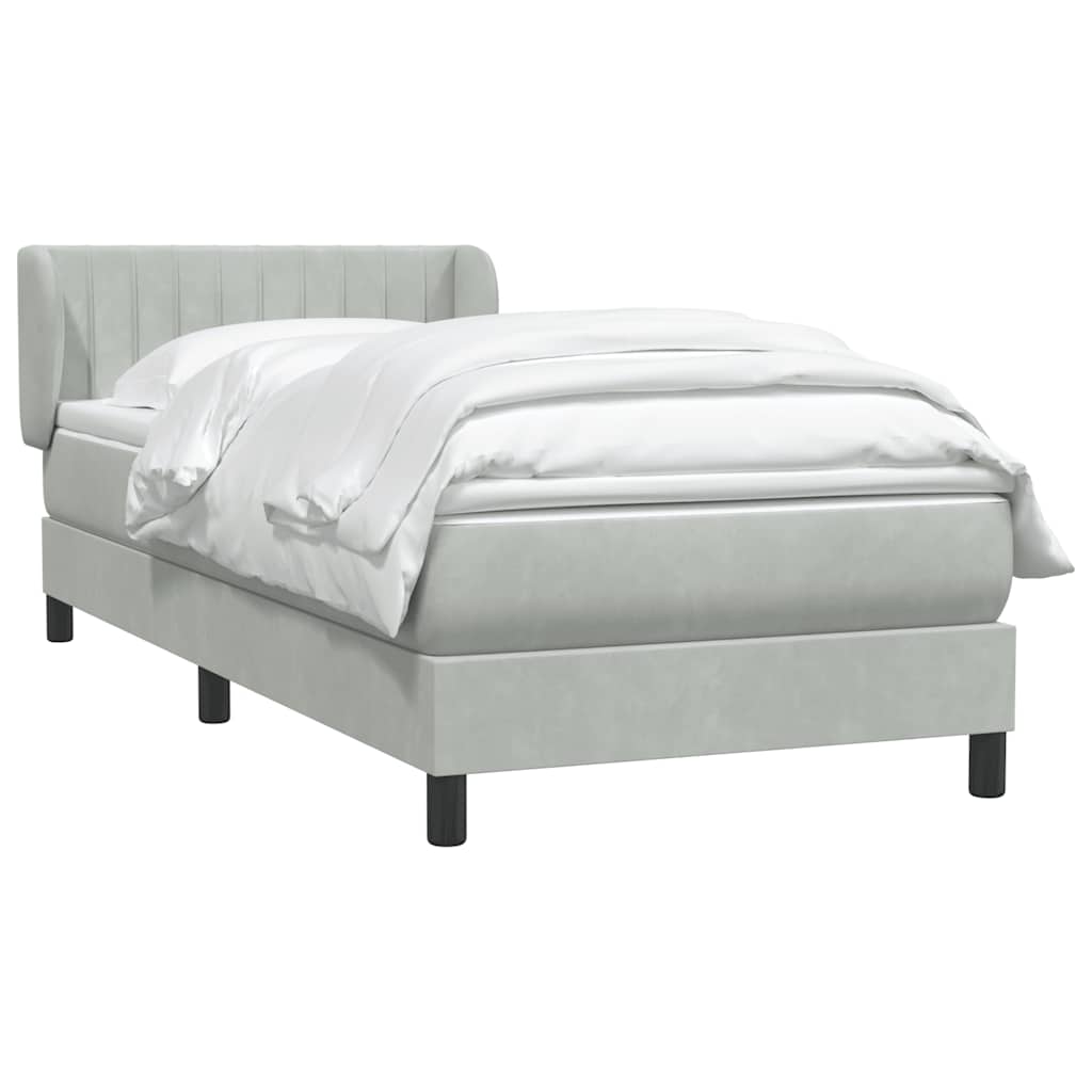 Boxspring met matras fluweel lichtgrijs 100x210 cm – afbeelding 3