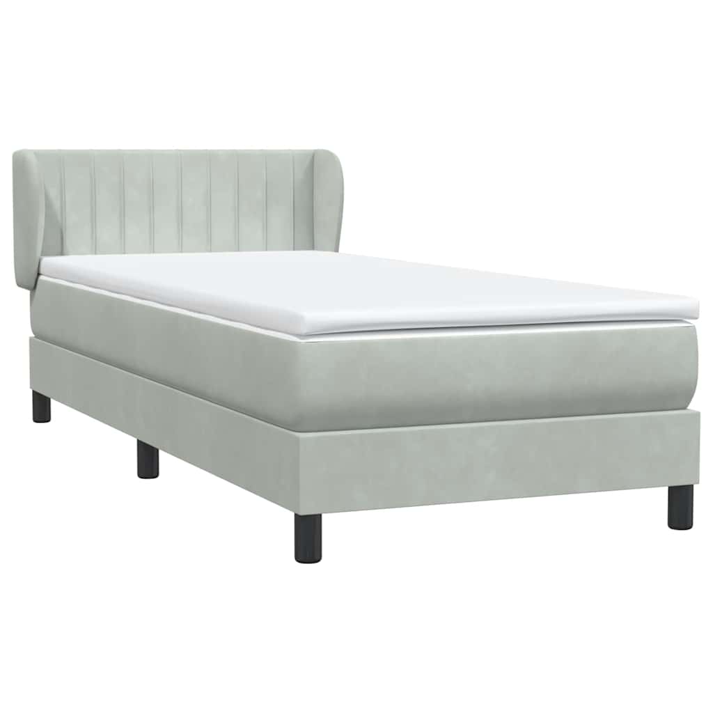 Boxspring met matras fluweel lichtgrijs 100x210 cm – afbeelding 4