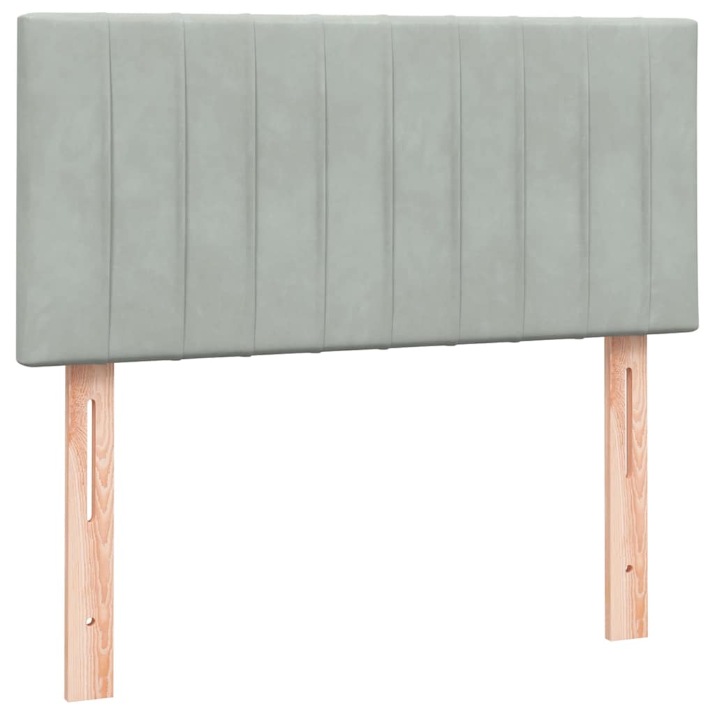 Boxspring met matras fluweel lichtgrijs 100x210 cm – afbeelding 7