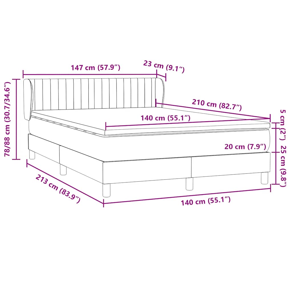Boxspring met matras fluweel donkergrijs 140x210 cm – afbeelding 12