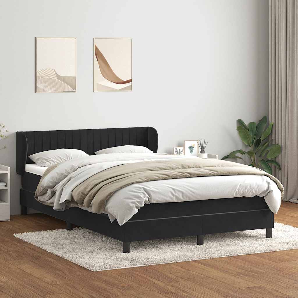 Boxspring met matras fluweel zwart 140x210 cm – afbeelding 1