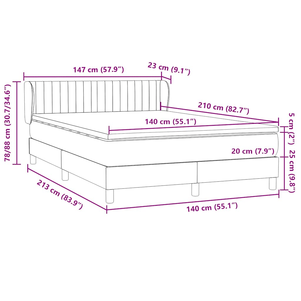 Boxspring met matras fluweel zwart 140x210 cm – afbeelding 12
