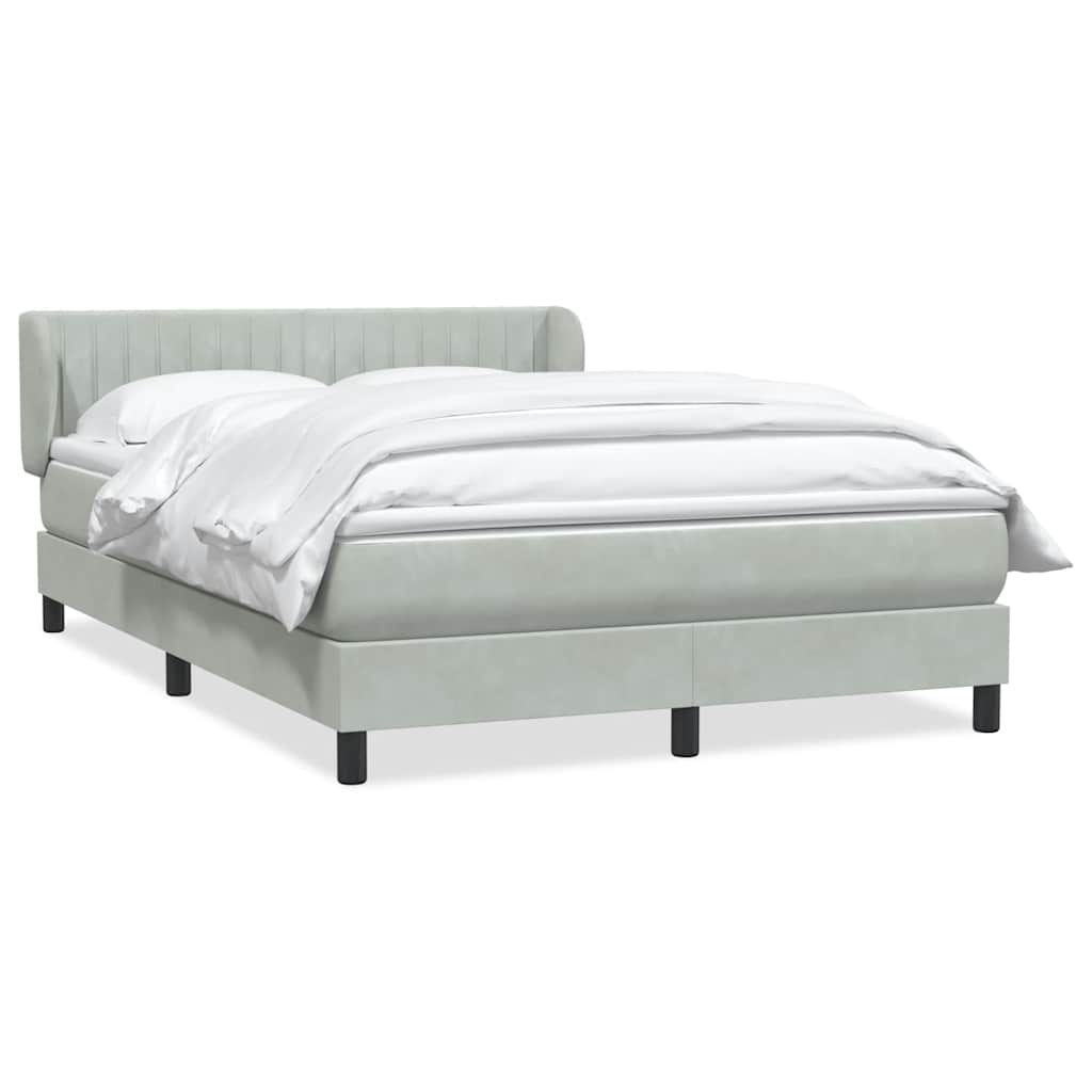 Boxspring met matras fluweel lichtgrijs 160x210 cm – afbeelding 2