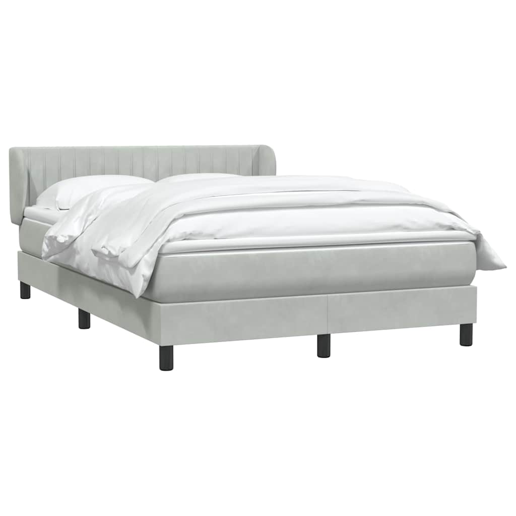 Boxspring met matras fluweel lichtgrijs 160x210 cm – afbeelding 3