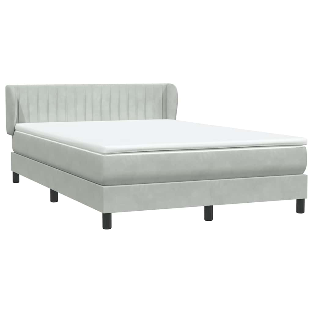 Boxspring met matras fluweel lichtgrijs 160x210 cm – afbeelding 4