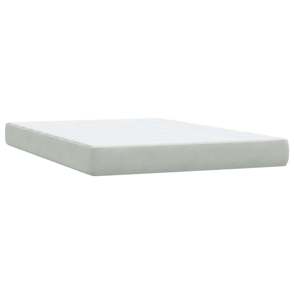 Boxspring met matras fluweel lichtgrijs 160x210 cm – afbeelding 6