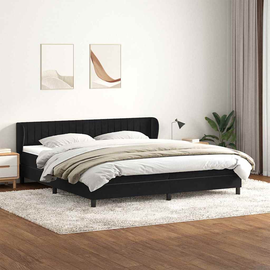 Boxspring met matrassen fluweel zwart 180x210 cm – afbeelding 1