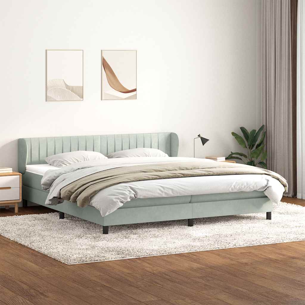 Boxspring met matrassen fluweel lichtgrijs 200x210 cm – afbeelding 1