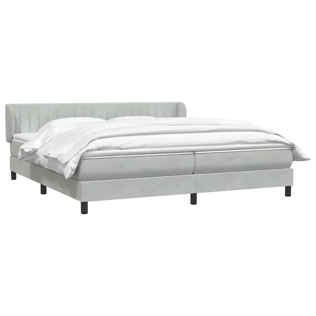 Boxspring met matrassen fluweel lichtgrijs 200x210 cm – afbeelding 3