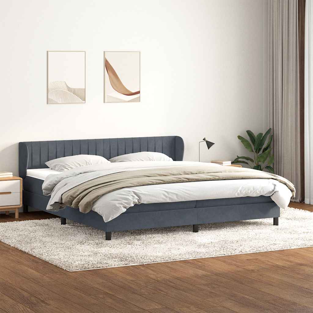 Boxspring met matrassen fluweel donkergrijs 200x210 cm – afbeelding 1