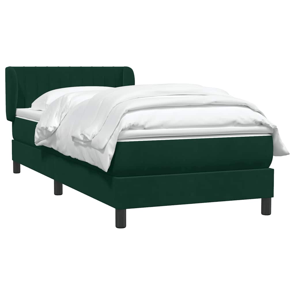 Boxspring met matras fluweel donkergroen 80x220 cm – afbeelding 3