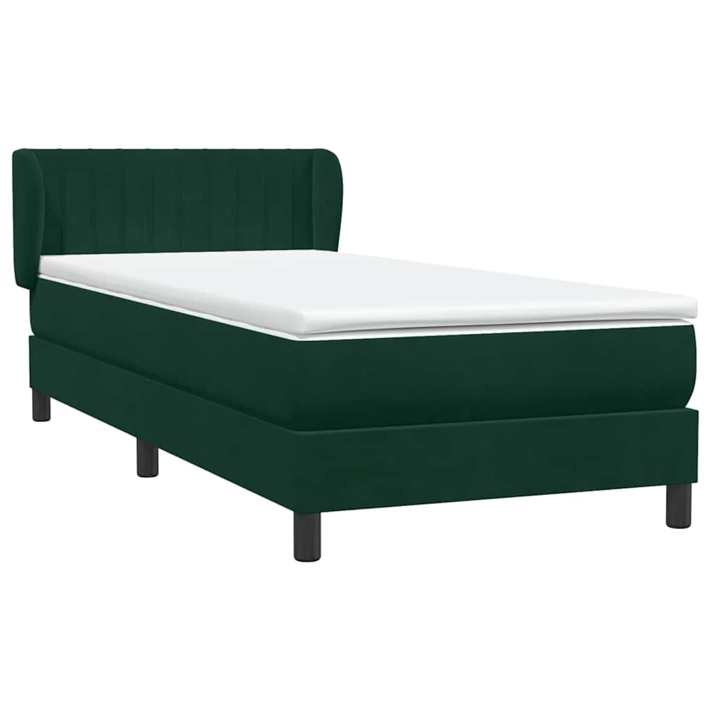 Boxspring met matras fluweel donkergroen 80x220 cm – afbeelding 4