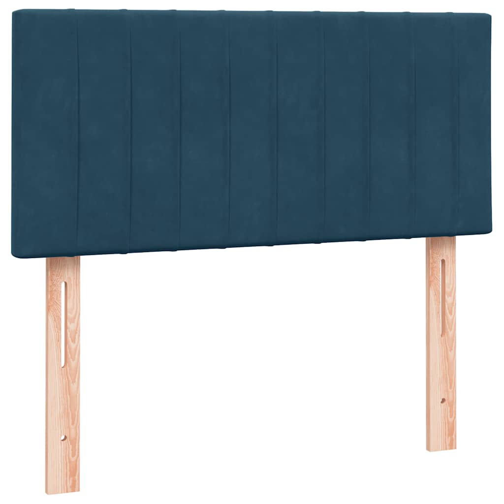 Boxspring met matras fluweel donkerblauw 90x220 cm – afbeelding 7