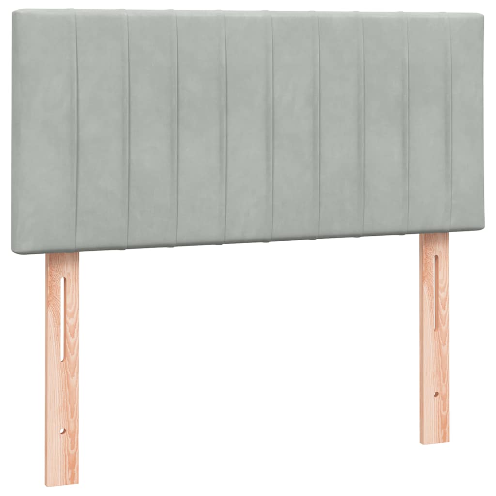 Boxspring met matras fluweel lichtgrijs 100x220 cm – afbeelding 7