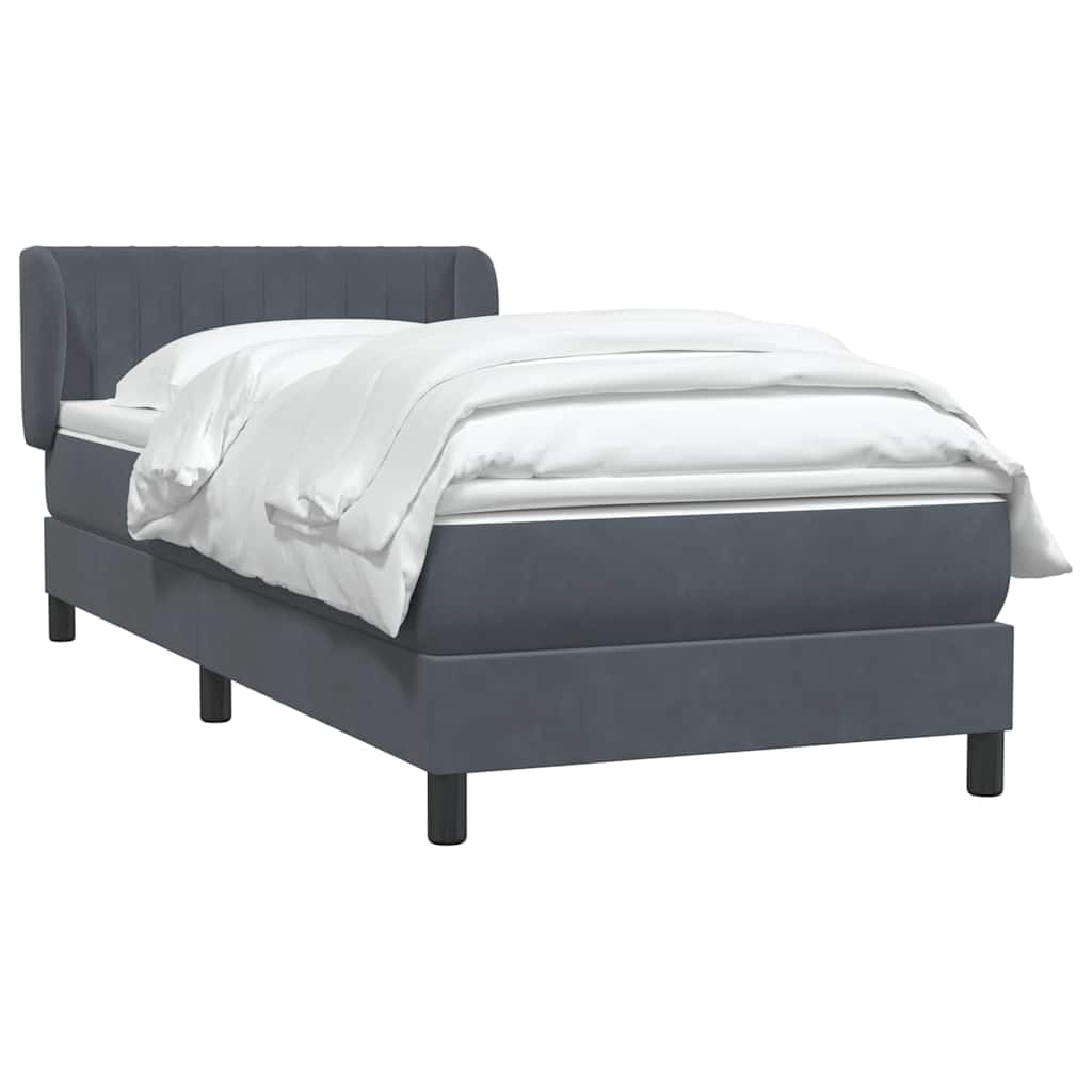 Boxspring met matras fluweel donkergrijs 100x220 cm – afbeelding 3