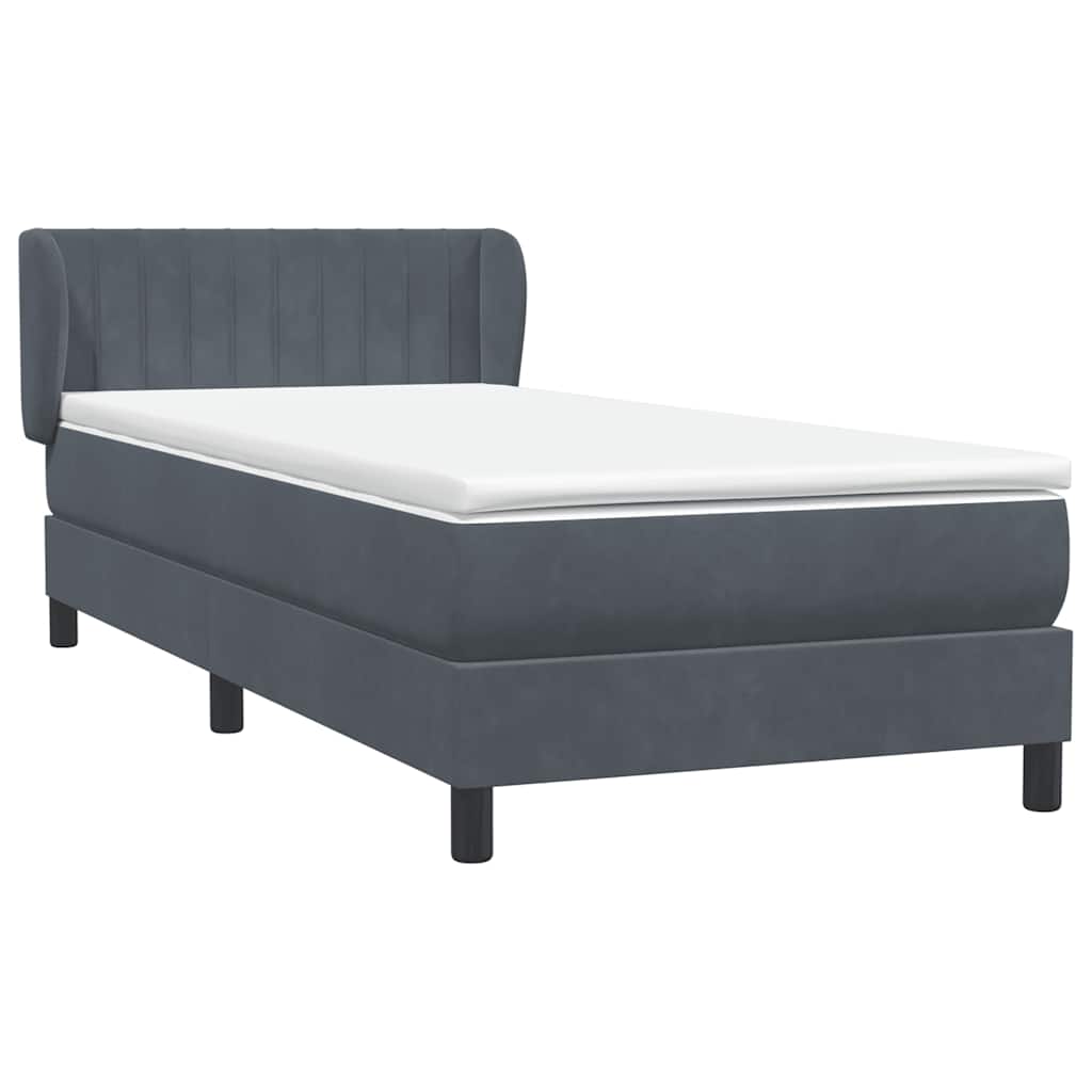 Boxspring met matras fluweel donkergrijs 100x220 cm – afbeelding 4