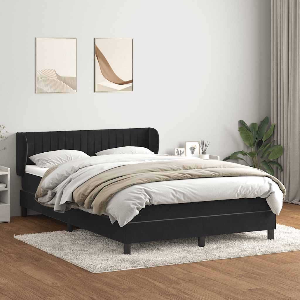 Boxspring met matras fluweel zwart 140x220 cm – afbeelding 1