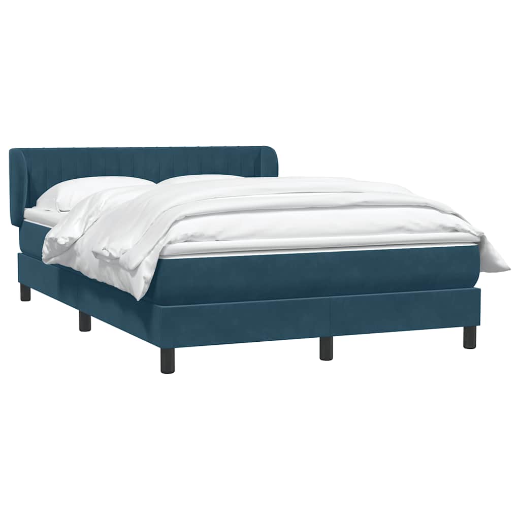 Boxspring met matras fluweel donkerblauw 140x220 cm – afbeelding 3