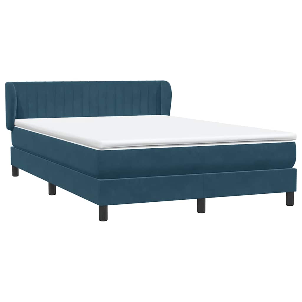Boxspring met matras fluweel donkerblauw 140x220 cm – afbeelding 4