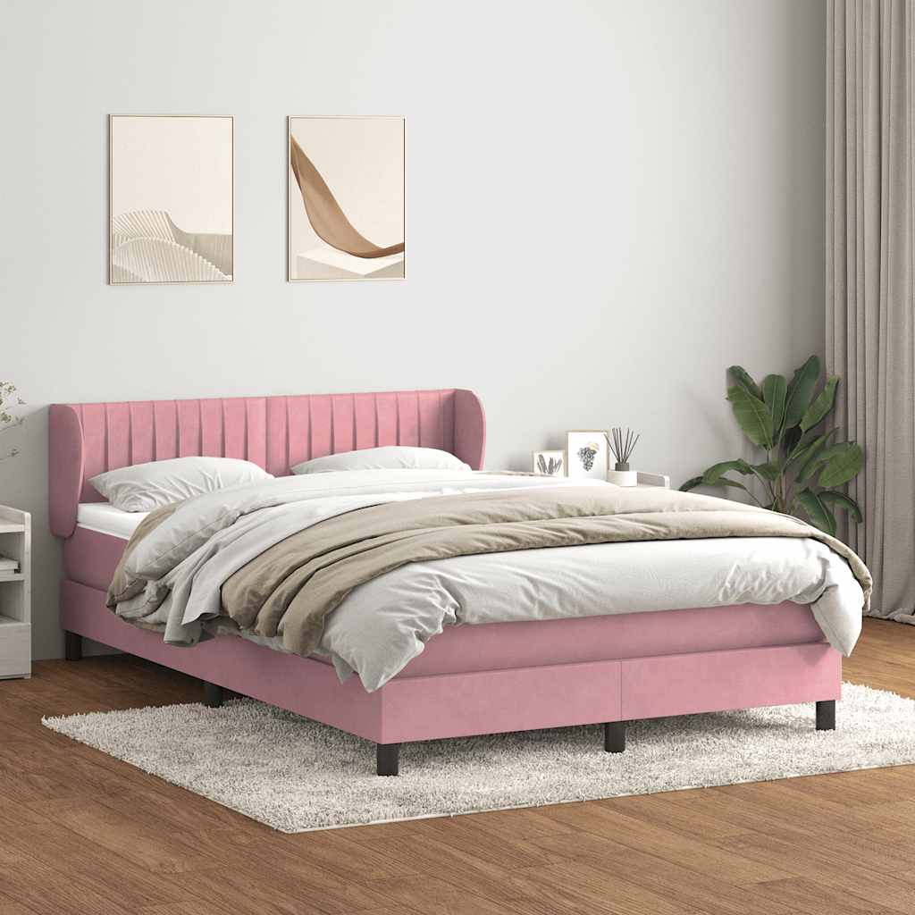Boxspring met matras fluweel roze 140x220 cm – afbeelding 1