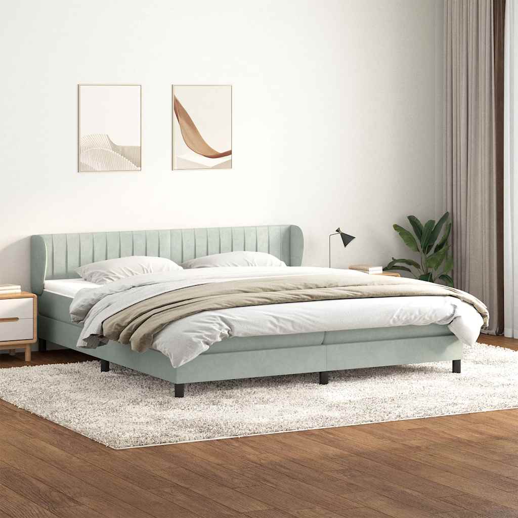 Boxspringbed met matrassen 180x220 cm fluweel lichtgrijs – afbeelding 1