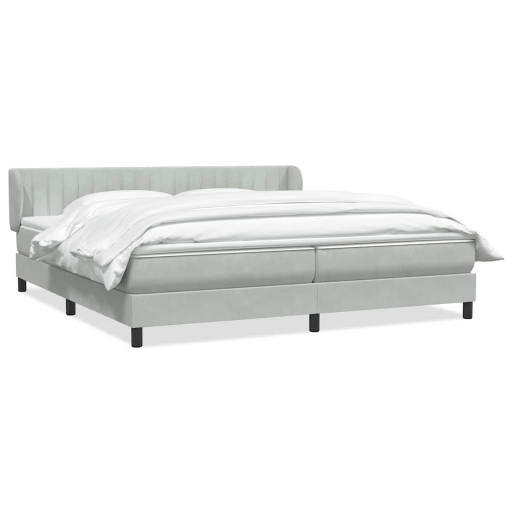 Boxspringbed met matrassen 180x220 cm fluweel lichtgrijs – afbeelding 2