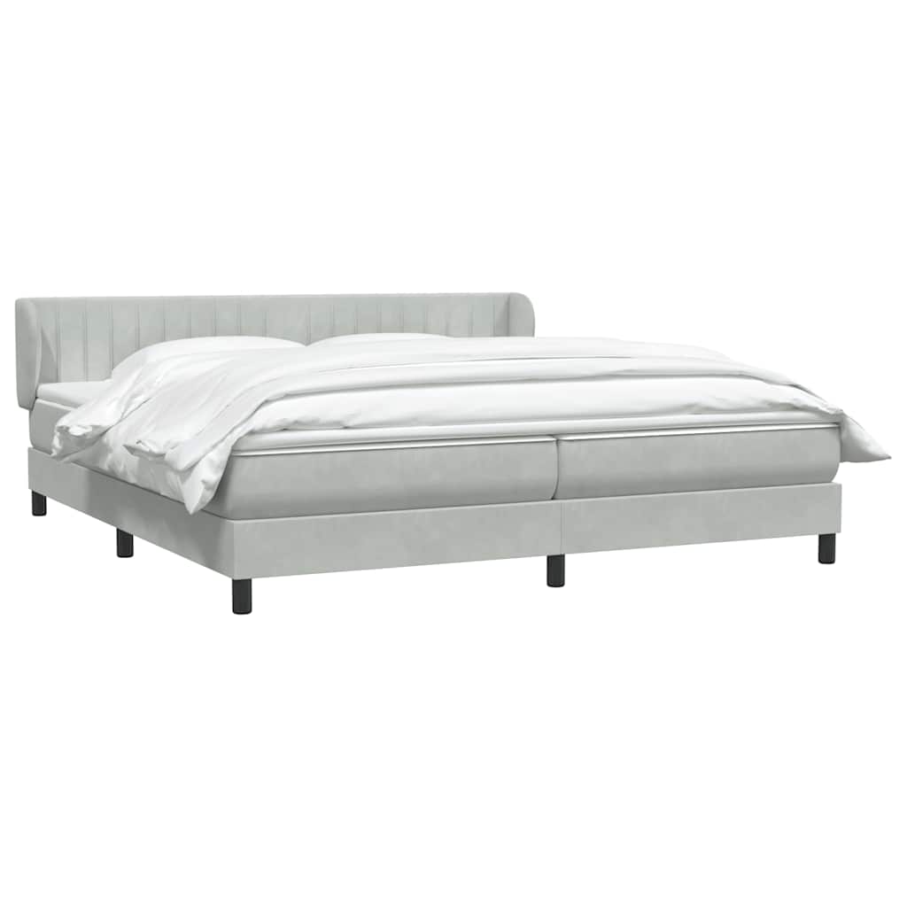 Boxspringbed met matrassen 180x220 cm fluweel lichtgrijs – afbeelding 3