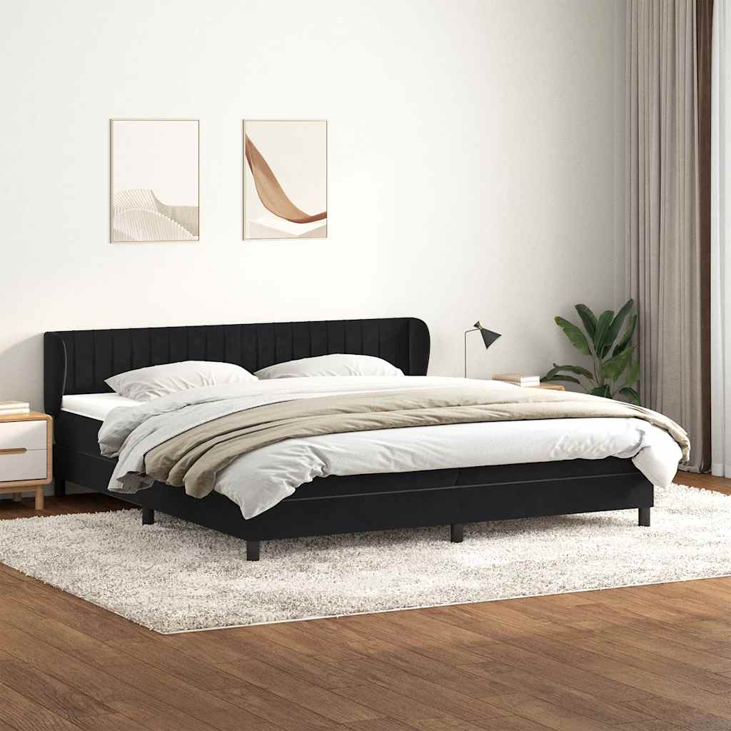 Boxspringbed met matrassen 180x220 cm fluweel zwart – afbeelding 1