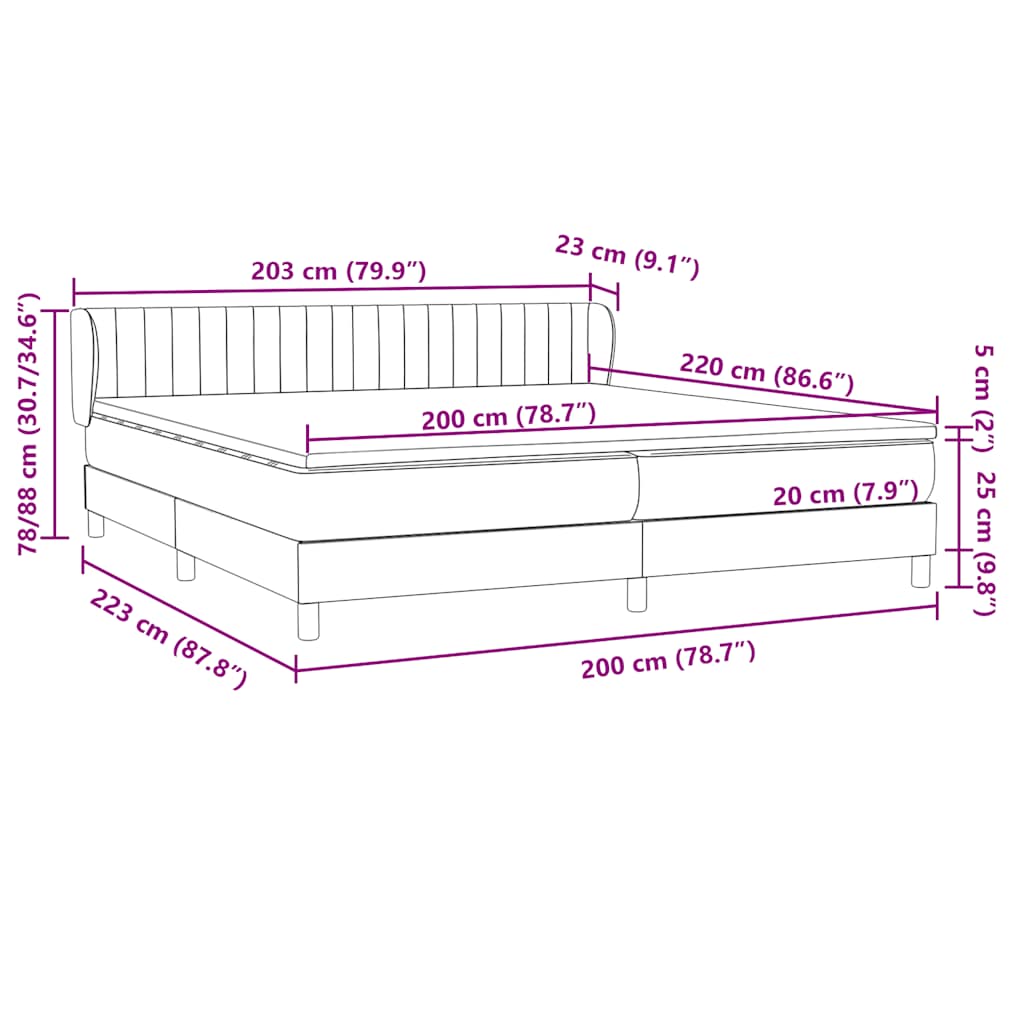 Boxspringbed met matrassen 200x220 cm fluweel donkergroen – afbeelding 12