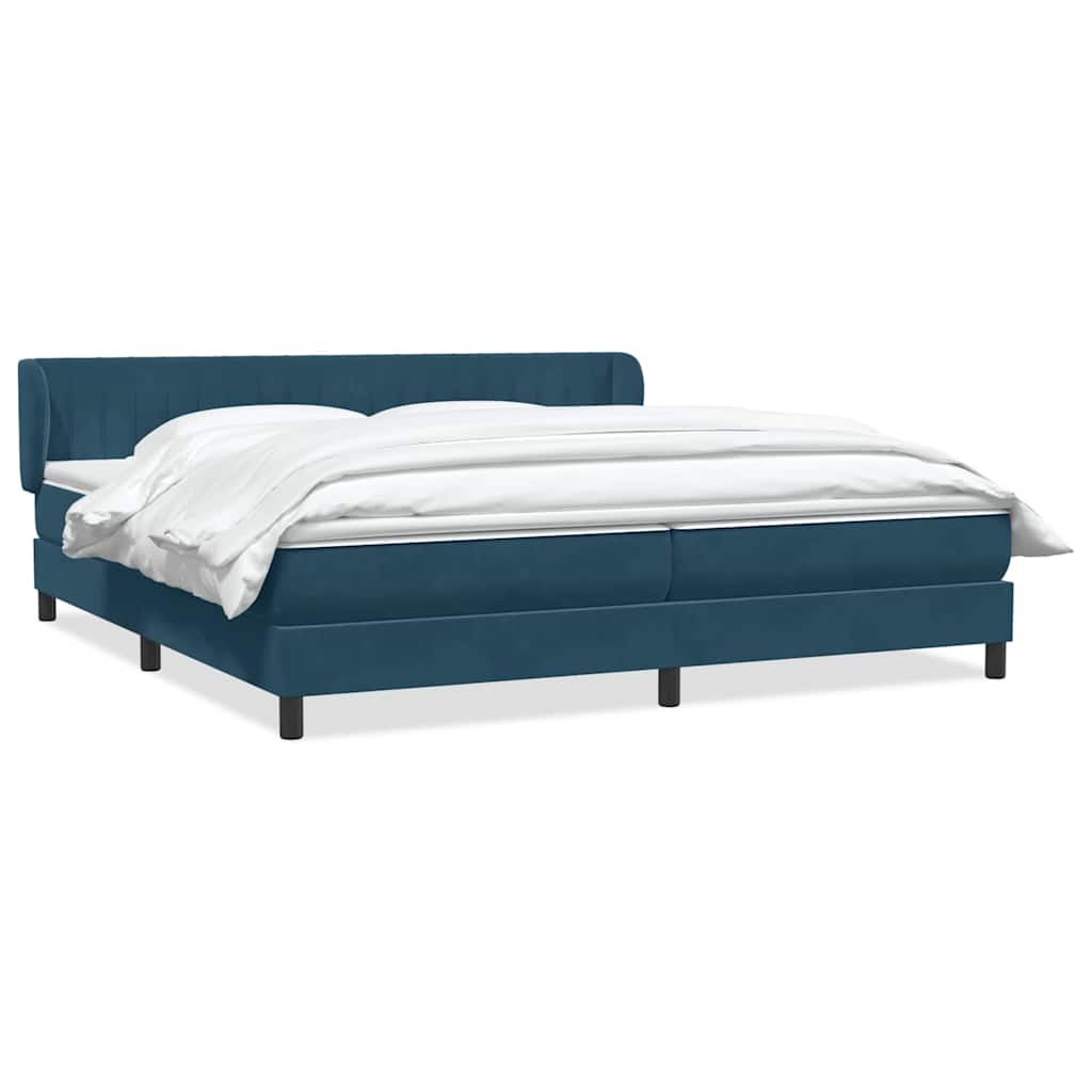 Boxspringbed met matrassen 200x220 cm fluweel donkerblauw – afbeelding 2