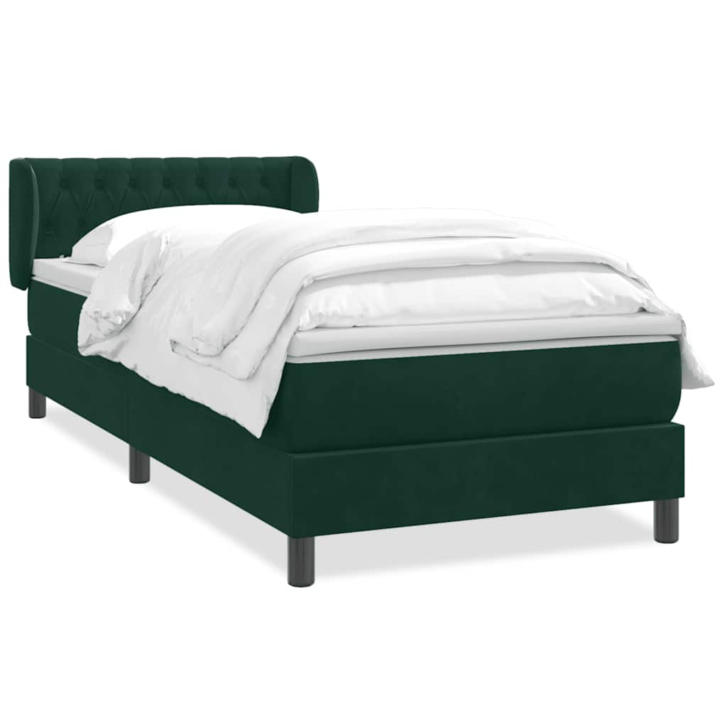 Boxspring met matras fluweel donkergroen 80x210 cm – afbeelding 2