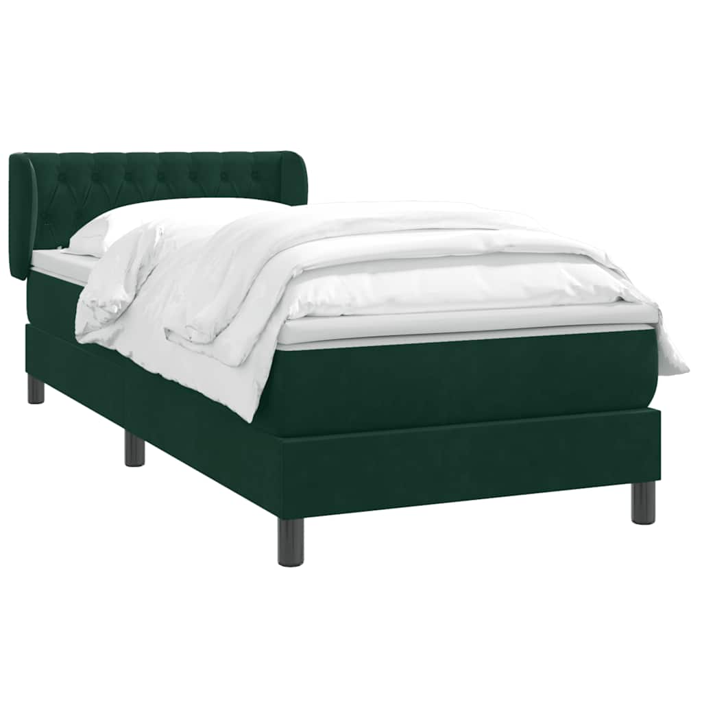 Boxspring met matras fluweel donkergroen 80x210 cm – afbeelding 3