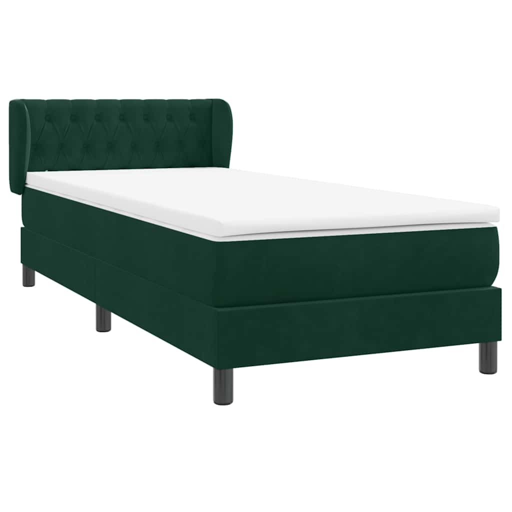 Boxspring met matras fluweel donkergroen 80x210 cm – afbeelding 4