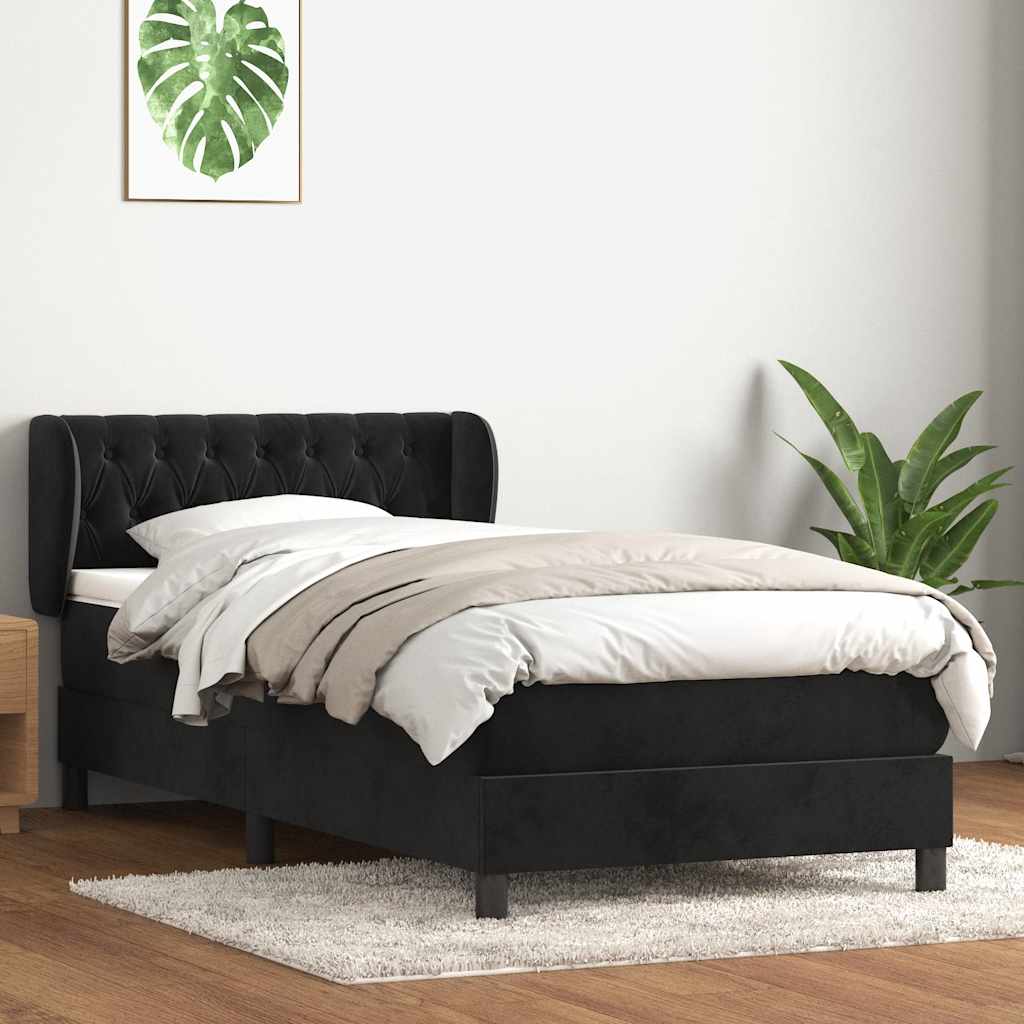 Boxspring met matras fluweel zwart 90x210 cm – afbeelding 1