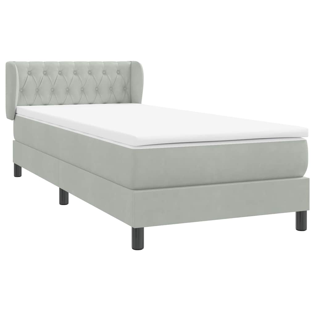 Boxspring met matras fluweel lichtgrijs 100x210 cm – afbeelding 4