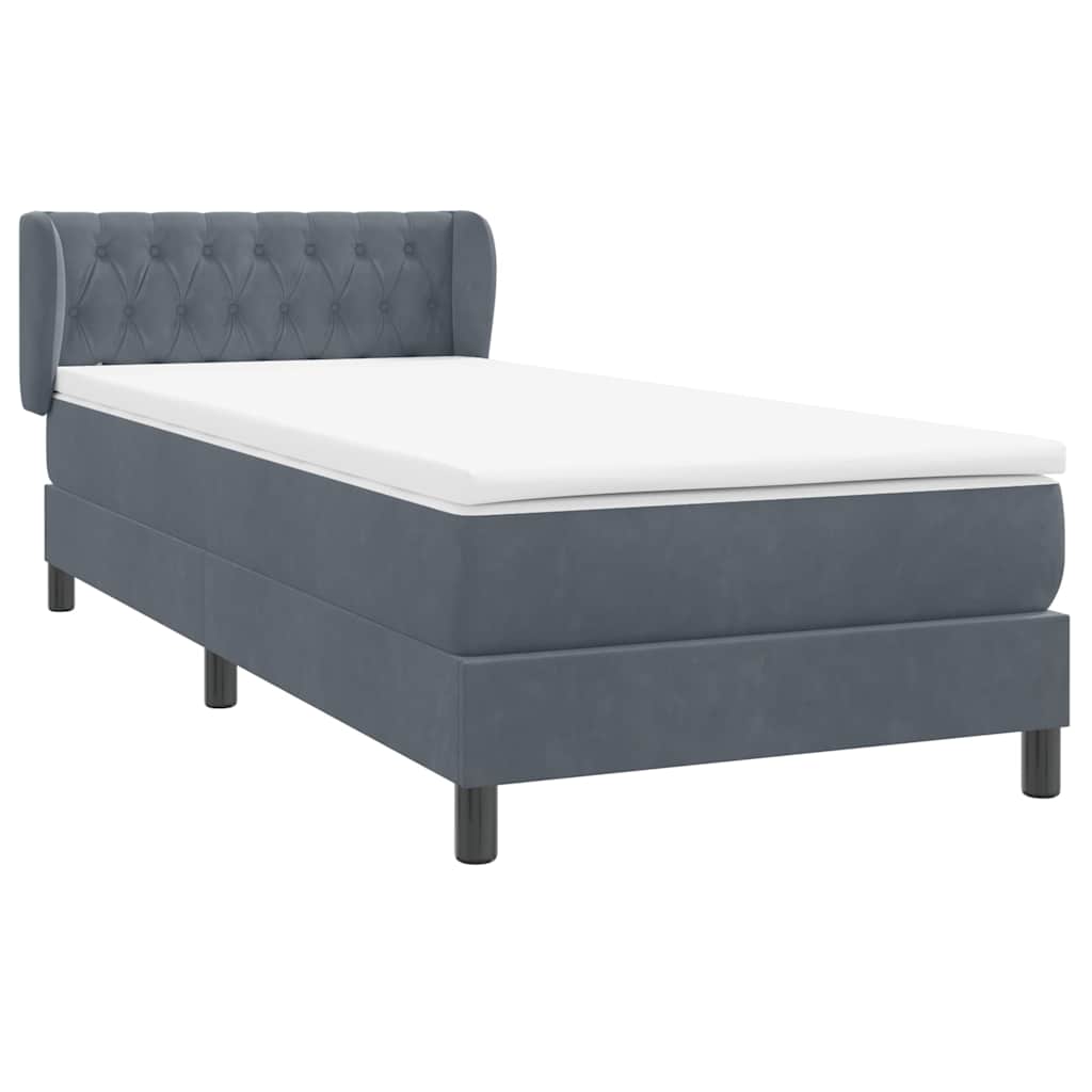 Boxspring met matras fluweel donkergrijs 100x210 cm – afbeelding 4