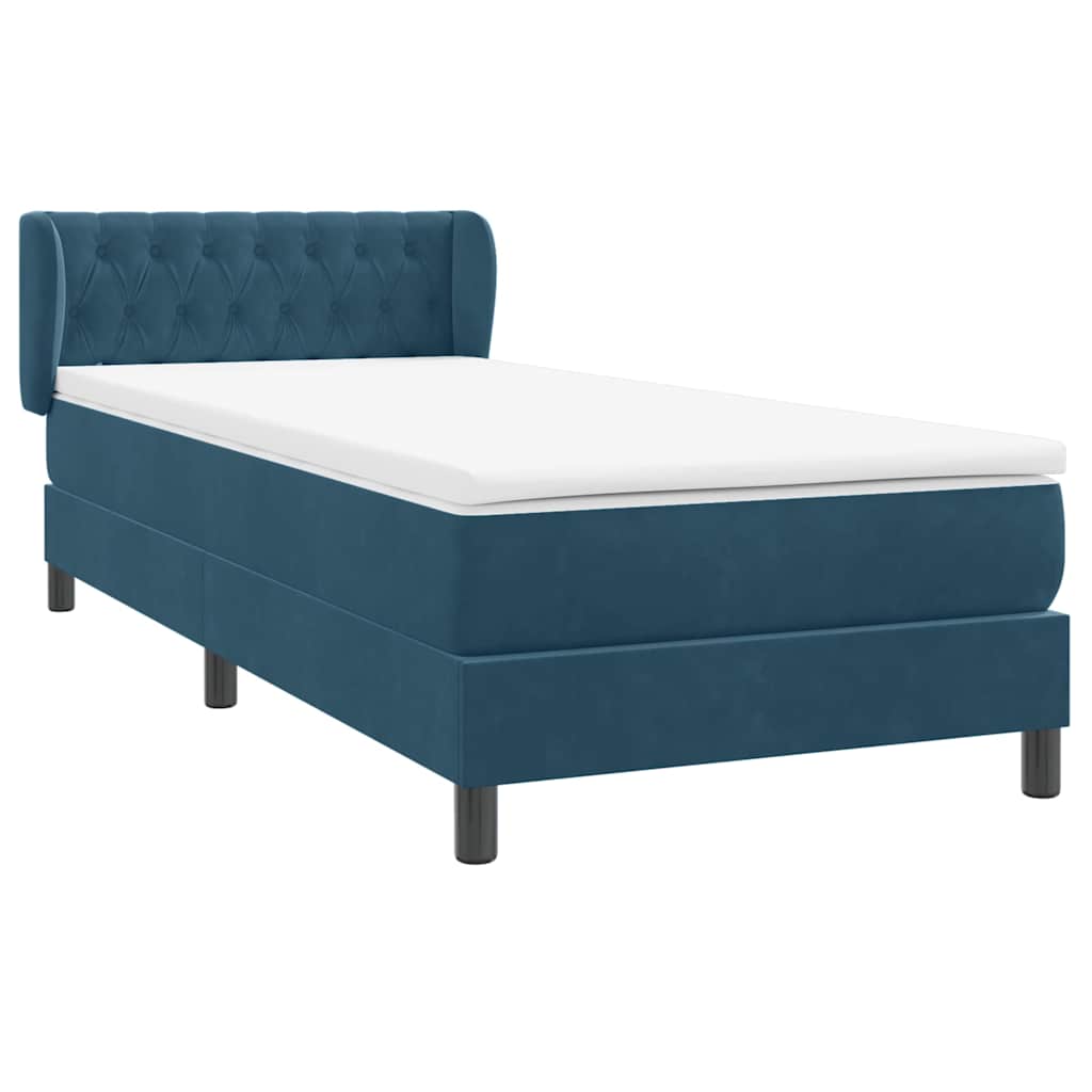 Boxspring met matras fluweel donkerblauw 100x210 cm – afbeelding 4